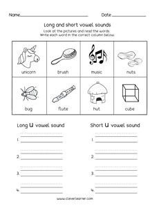 first grade vowel sorting activity worksheets