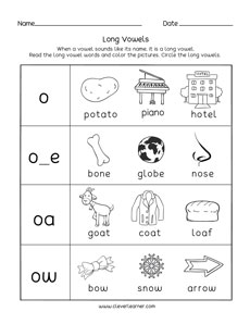 FREE Long Vowels Sound Picture Reference | Vowel worksheets, Long vowel worksheets