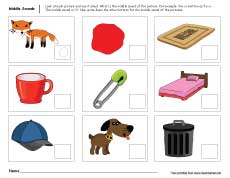 Free Middle sounds worksheets for kindergarten pdf