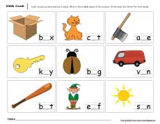 CVC Middle Vowel Sounds Printable