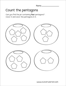 Count the Pentagons preK activity printables for kids