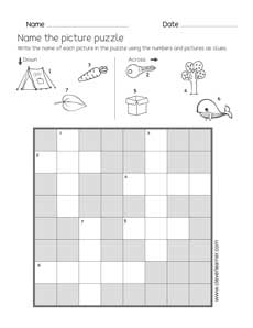 Simple, fun and free picture crossword puzzles for children in preschool