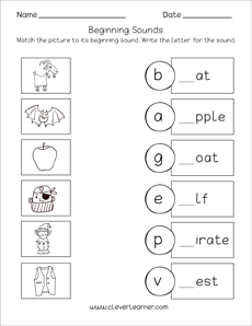 Beginning Sounds Printable Worksheet Pack - Pre-K Kindergarten First Grade