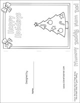 Simple Xmas Card Coloring Activity for Preschool Children