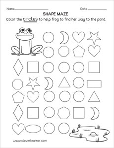 Circle Shape Maze Activity Worksheet for kids