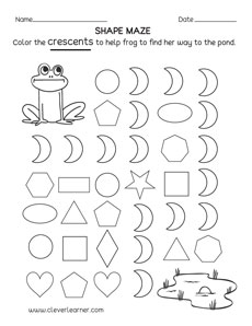 Free Crescent Shape Worksheets for Children