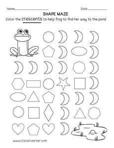 Free Crescent Shape Worksheets for Children