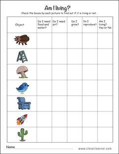 Free Living things preschool printables