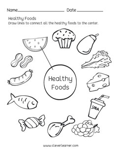 Healthy or unhealthy foods foods preschool worksheet