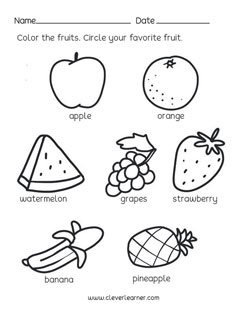 Preschool healthy foods coloring worksheet