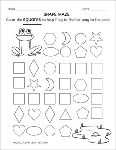 Square Shape Maze Activity Worksheet for kids