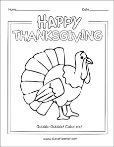 Fun Thanksgiving Turkey Coloring for children