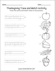 Thanksgiving Theme beginning sounds for kindergarten kids