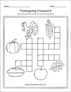 Thanksgiving puzzle activities for kindergarten kids