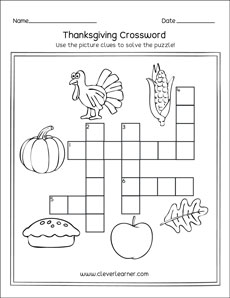 Thanksgiving puzzle activities for kindergarten kids