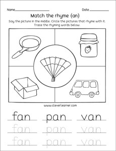 Free Rhyme words activities for children