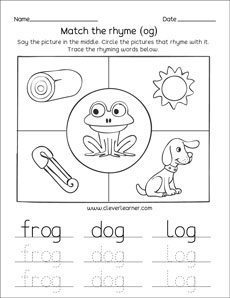Free Rhyming words activity worksheets for kindergarten