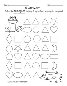 Triangle Shape Maze Activity Worksheet for kids
