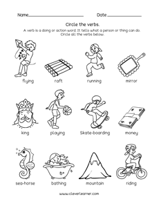 Free VERBS Activity Worksheets for kindergarten kids