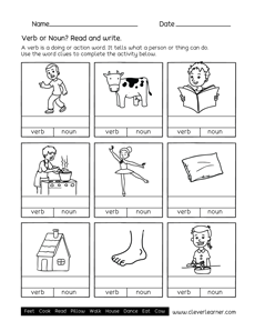 VERB ACTION WORDS printables for 5 year olds