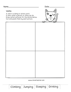 VERB ACTION WORDS printables for 5 year olds