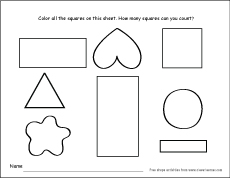 Rectangle shape identification worksheets for homeschool children