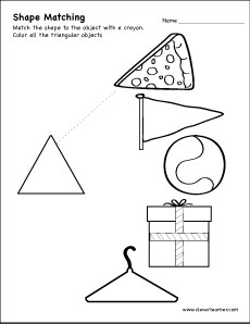 Free Triangle Shape Picture matching worksheets for prek children