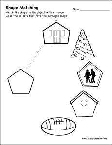 Pentagon shape drawing and coloring for preschool children