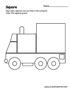 Square shape drawing and coloring for preschool children
