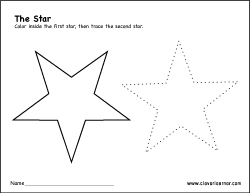 Star shape drawing and coloring for preschool children