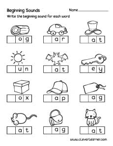 First Grade Beginning Sounds Practice Worksheets