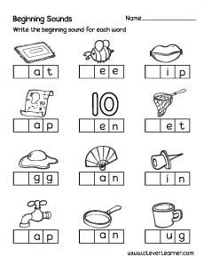 Kindergarten Beginning Sounds Practice Worksheets