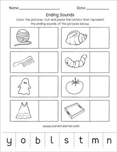 free ending sounds printables for kindergartens