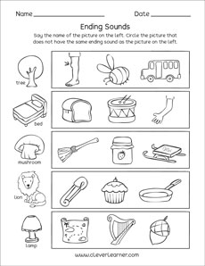 Write the Ending Sounds Worksheets