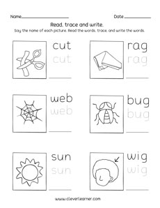 Three Letter Words Practice Writing Activities for 6 year Olds