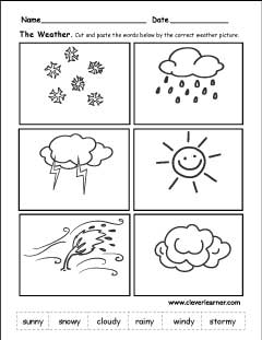 Types of Weather Kids worksheets