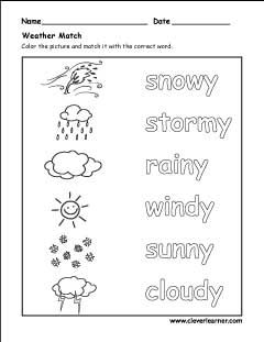 PreK The Weather printables for kids