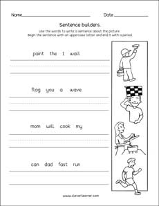 How do you teach sentence building in kindergarten?