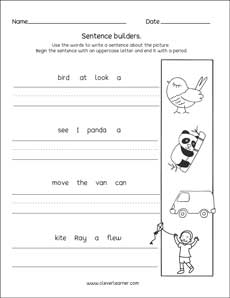 Sentence writing skills for kindergarten kids