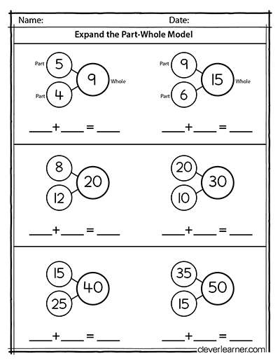 Adding with Part Whole models for 2nd graders