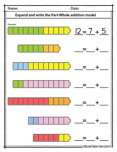 Part part whole addition models for 1st grade children