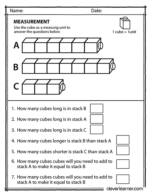 How many cudes long are these bricks stacked ? Homeschool 1st grade worksheets for kids