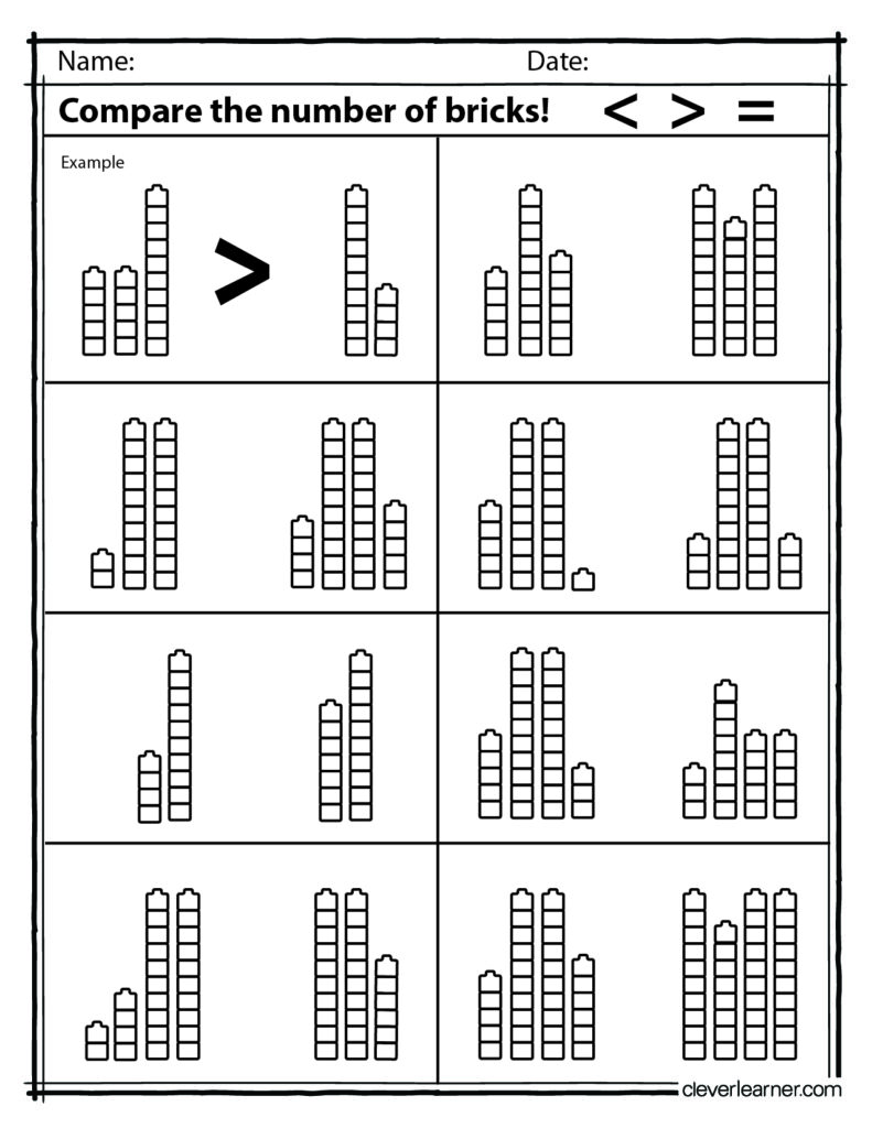 Comparing Numbers up to 100 Worksheets for 1st grade homeschool kids
