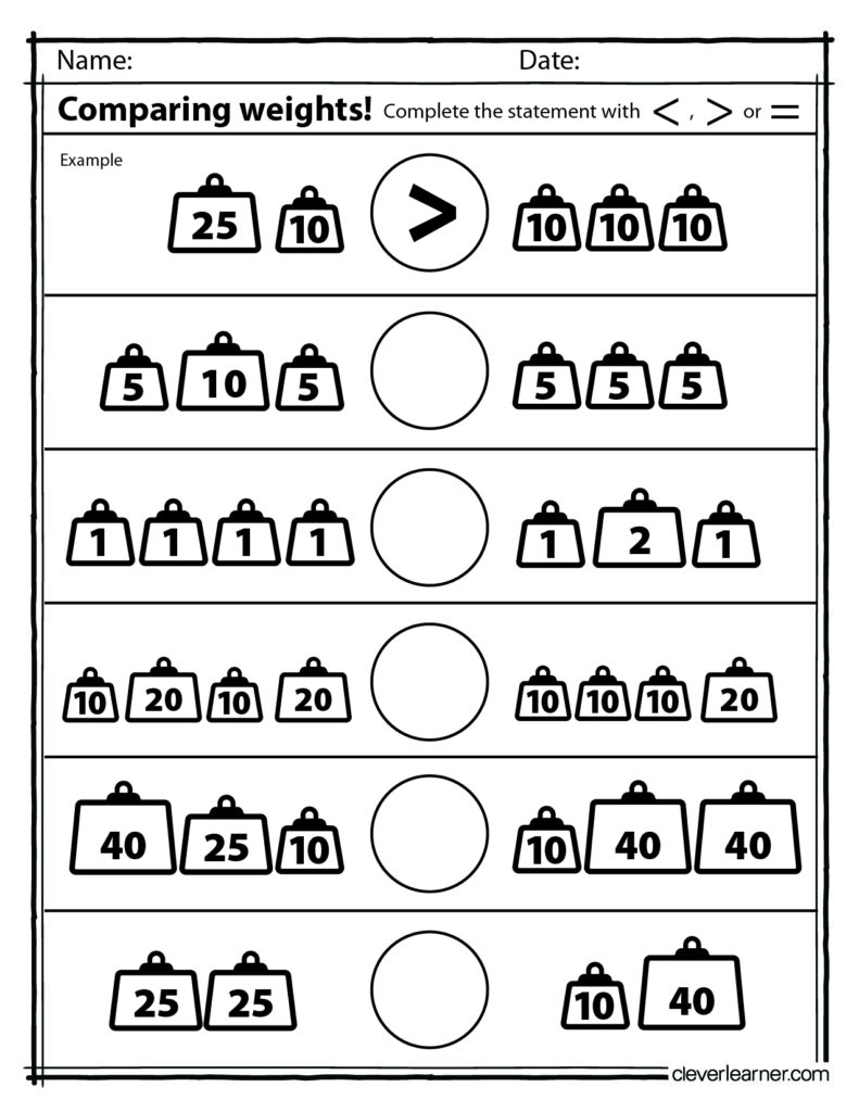 2nd Grade Math Worksheets – Place Value – Comparing Numbers – Greater Than, Less Than